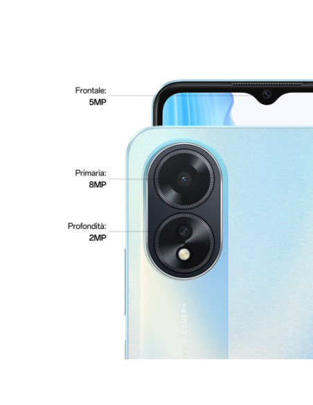 OPPO A18 4G Smartphone, AI Doppia fotocamera 8+2MP, Selfie 5MP, Display 6.56” 90HZ LCD HD+, 5000mAh, RAM 8 GB (4+4) + ROM 128G