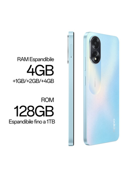 OPPO A18 4G Smartphone, AI Doppia fotocamera 8+2MP, Selfie 5MP, Display 6.56” 90HZ LCD HD+, 5000mAh, RAM 8 GB (4+4) + ROM 128G
