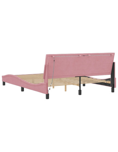 Giroletto con Luci LED Rosa 160x200 cm in Velluto