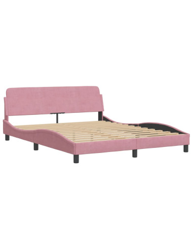 Giroletto con Luci LED Rosa 160x200 cm in Velluto