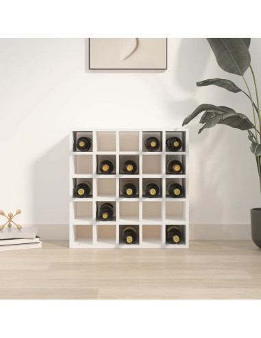 Portabottiglie Bianco 56x25x56 cm in Legno Massello di Pino