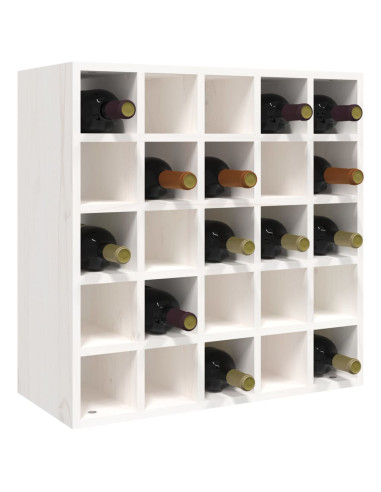 Portabottiglie Bianco 56x25x56 cm in Legno Massello di Pino