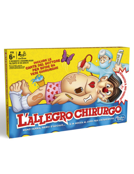 Hasbro Gaming L'Allegro Chirurgo, gioco da tavolo elettronico del dottore, giochi per bambini e bambine, dai 6 anni in su