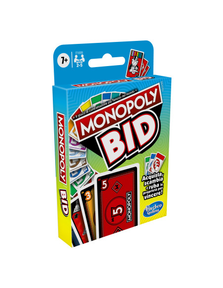 Hasbro Gaming Monopoly Bid, gioco di carte rapido per famiglie e bambini dai 7 anni in su