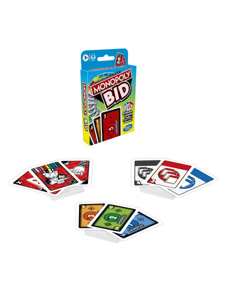 Hasbro Gaming Monopoly Bid, gioco di carte rapido per famiglie e bambini dai 7 anni in su