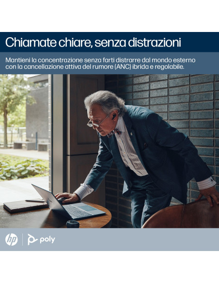 POLY Auricolari nerofumo Voyager Free 60+ UC + Adattatore BT700 USB-A + Custodia di ricarica touchscreen
