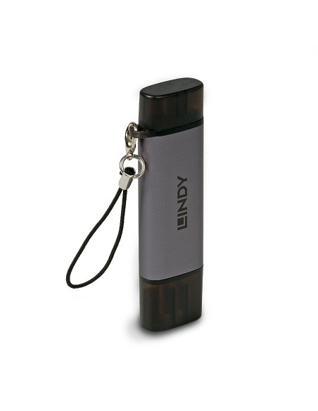 Lindy 43335 lettore di schede USB 3.2 Gen 1 (3.1 Gen 1) Type-A/Type-C Nero, Grigio