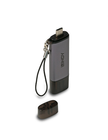 Lindy 43335 lettore di schede USB 3.2 Gen 1 (3.1 Gen 1) Type-A/Type-C Nero, Grigio