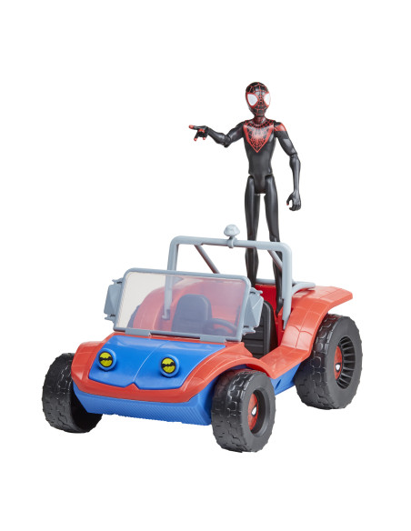 Marvel Spider-Man Spider Mobile e Miles Morales, veicolo da 15 cm con action figure, per bambini dai 4 anni in su