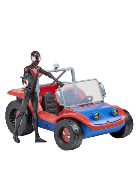 Marvel Spider-Man Spider Mobile e Miles Morales, veicolo da 15 cm con action figure, per bambini dai 4 anni in su