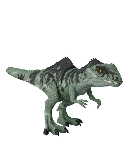 Jurassic World Gigantosauro Attacco Letale con fauci mobili, ruggito e movimenti, dinosauro giocattolo per bambini 4+ anni