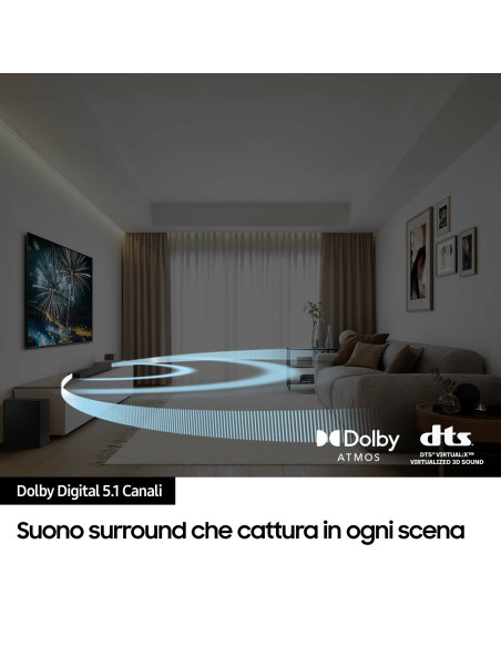 Samsung Soundbar HW-B750D/ZF Serie B, 6 Speaker, Wireless Dolby 5.1ch, Audio a 5.1 Canali, Surround sound expansion, Black 2024