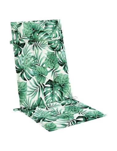 Cuscini Sedia Schienale Alto 4 pz Motivo Foglie Tessuto Oxford