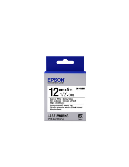 Epson Nastro fondo Bianco per testo Nero, altamente adesivo 12/9 LK-4WBW