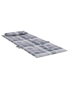 Cuscini Sedia Schienale Alto 4pz a Quadri Grigio Tessuto Oxford