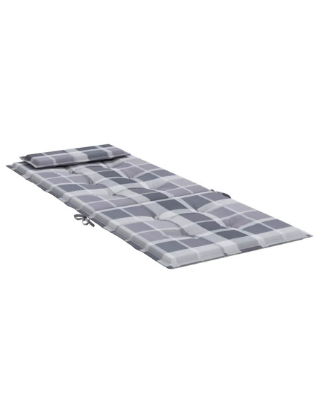 Cuscini Sedia Schienale Alto 4pz a Quadri Grigio Tessuto Oxford