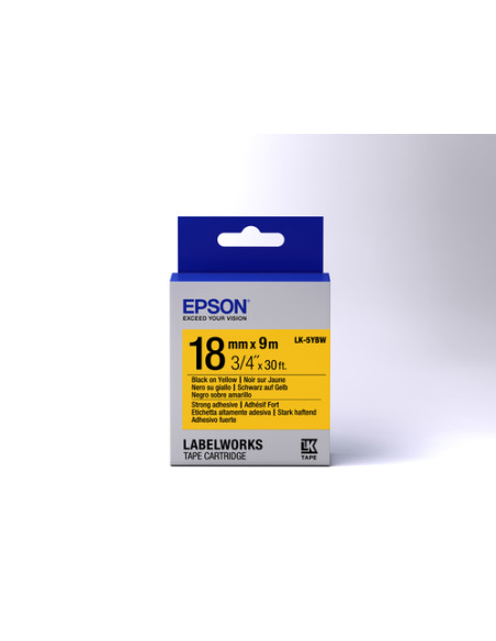 Epson Nastro fondo Pastello Giallo per testo Nero, altamente adesivo 18/9 LK-5YBW