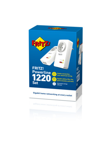 Powerline FRITZ! 1220 Set INT 1200 Mbit/s Collegamento ethernet LAN Bianco 2 pz