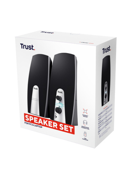Trust 24660 set di altoparlanti 5 W PC/PC portatile Nero, Metallico 2.0 canali