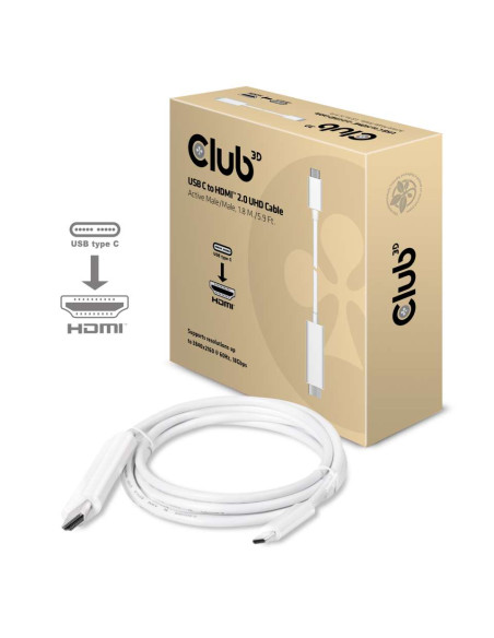 CLUB3D USB C to HDMI™ 2.0 UHD Cable Active 1.8 M./5.9 Ft.