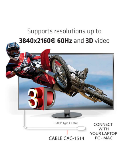 CLUB3D USB C to HDMI™ 2.0 UHD Cable Active 1.8 M./5.9 Ft.