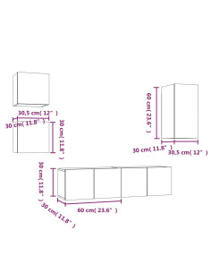 Set di Mobili Porta TV 5 pz Rovere Fumo in Legno Multistrato
