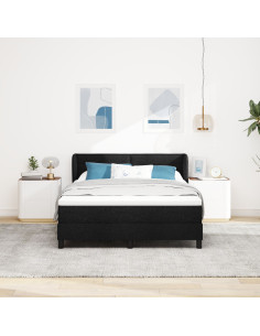 Letto a molle con materasso Nero 140 x 190 cm Tessuto