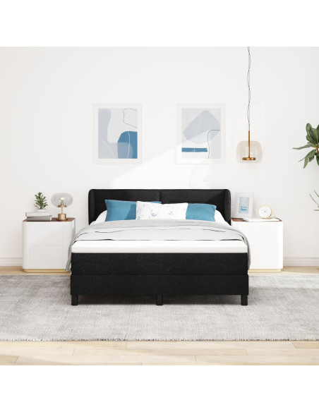 Letto Box Spring con Materasso Nero 140x190 cm Tessuto