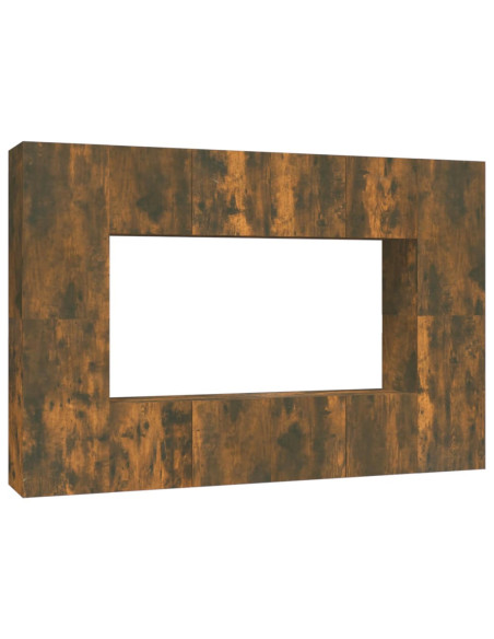Set Mobili Porta TV 8 pz Rovere Fumo in Legno Multistrato