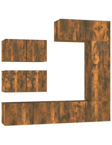 Set di Mobili Porta TV 6 pz Rovere Fumo in Legno Multistrato