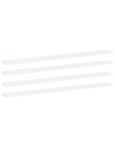Ripiani per Libreria 4pz Bianchi 100x10x1,5cm Legno Multistrato