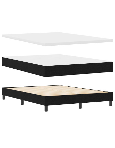 Letto Box Spring con Materasso Nero 140x190 cm Tessuto