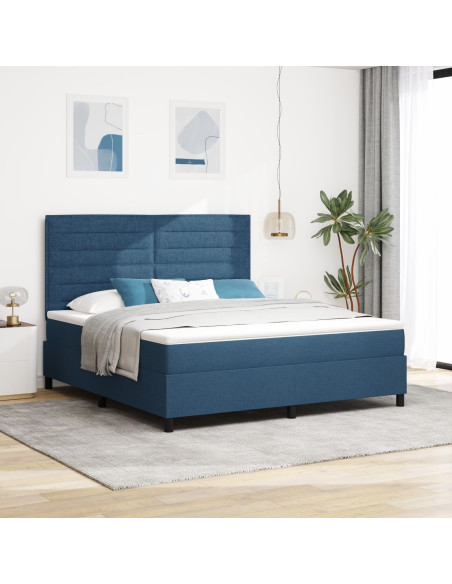 Letto a Contenitore  con Materasso e LED Blu 180x200 cm Tessuto