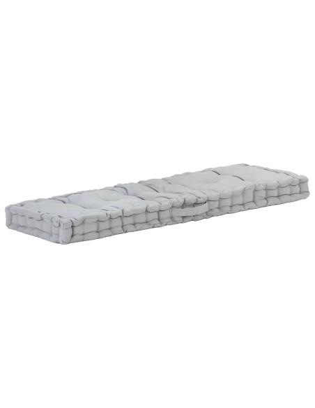 Cuscino per Pallet e Pavimento in Cotone 120x40x7 cm Grigio