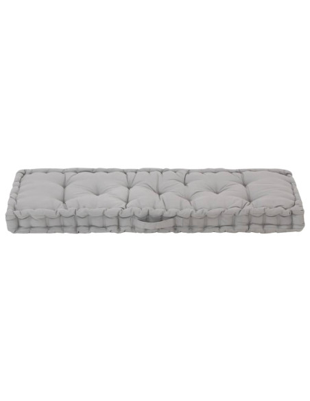 Cuscino per Pallet e Pavimento in Cotone 120x40x7 cm Grigio