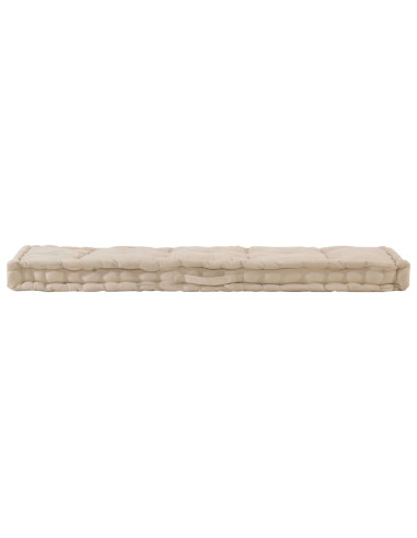 Cuscino per Pallet e Pavimento in Cotone 120x40x7 cm Beige