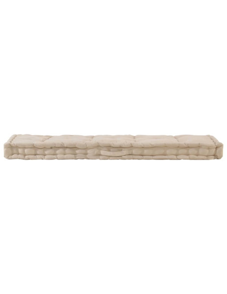 Cuscino per Pallet e Pavimento in Cotone 120x40x7 cm Beige