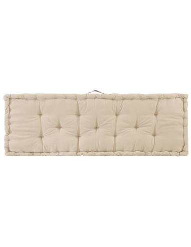 Cuscino per Pallet e Pavimento in Cotone 120x40x7 cm Beige