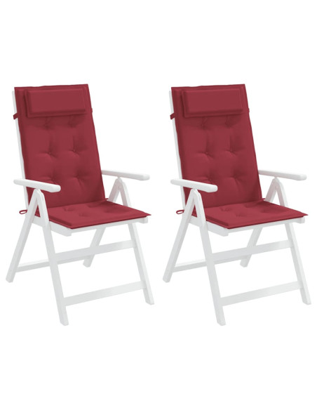 Cuscini Sedia con Schienale Alto 2 pz Rosso Vino Tessuto Oxford