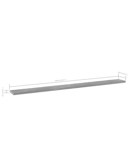 Ripiani Libreria 4pz Grigio Cemento 100x10x1,5cm Multistrato