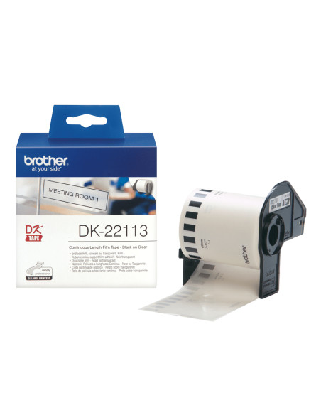 Brother DK-22113 nastro per etichettatrice Nero trasparente