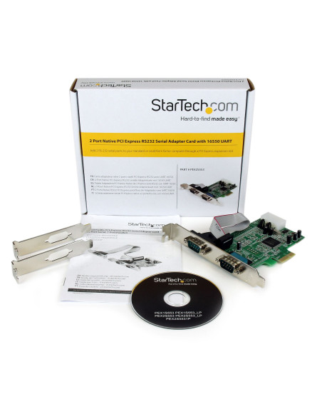 StarTech.com Scheda Seriale PCI Express con 2 Porte - Controller PCIe RS232 - 16550 UART - Scheda Seriale di Espansione DB9 a Pr