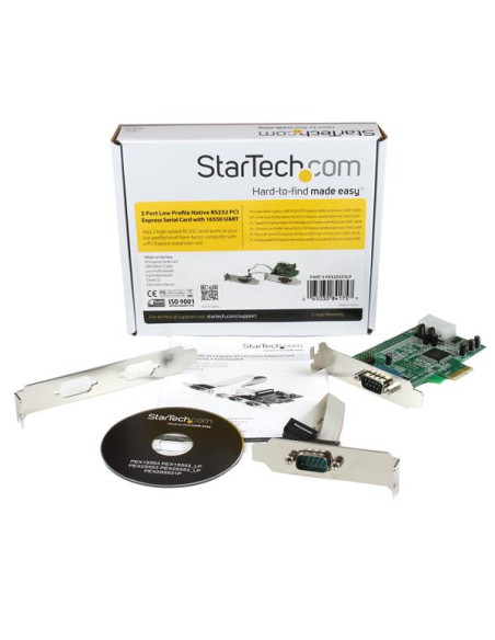 StarTech.com Scheda PCI Express seriale nativa basso profilo a 2 porte RS-232 con 16550 UART