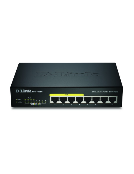 D-Link DGS-1008P/E switch di rete Non gestito L2 Supporto Power over Ethernet (PoE) Nero