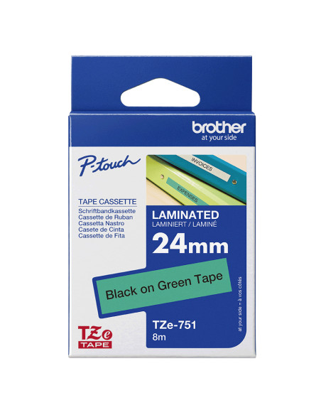 Brother TZE-751 nastro per etichettatrice Nero su verde
