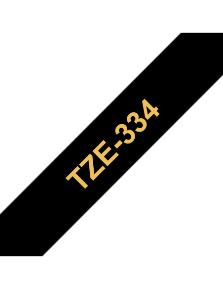 Brother TZE-334 nastro per etichettatrice Oro su nero