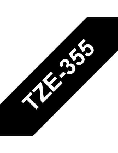Brother TZE-355 nastro per etichettatrice Bianco su nero