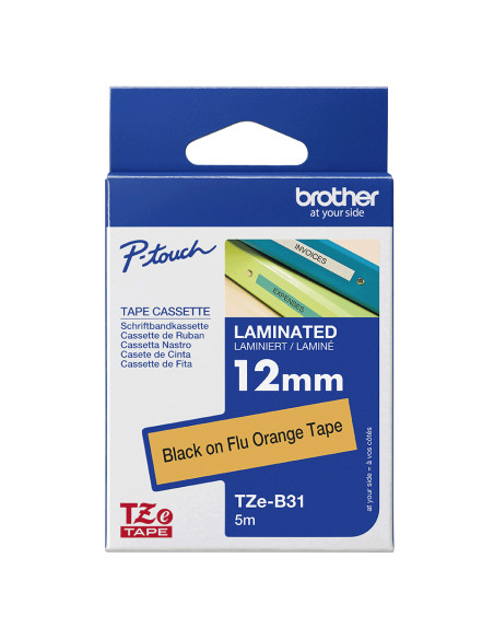 Brother TZE-B31 nastro per etichettatrice Nero su arancione fluorescente