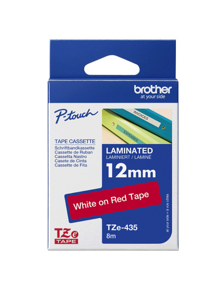 Brother TZE-435 nastro per etichettatrice Bianco su rosso