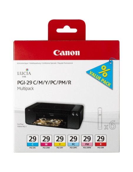 Canon 6 Cartucce d'inchiostro Multipack PGI-29 C/M/Y/PC/PM/R